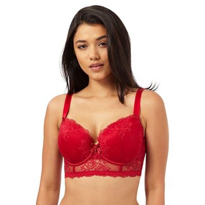 Gorgeous DD+ Red longline lace bra